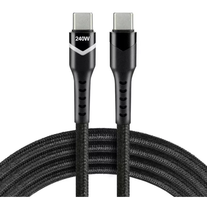 Cabo USB-C para USB-C 2m 240W RGB LED preto CBB-2PDRS