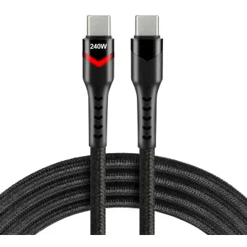 Cabo USB-C para USB-C 2m 240W RGB LED preto CBB-2PDRS