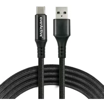 Cabo USB-A/USB-C com LCD everActive CBB-2CBL 200cm 3A