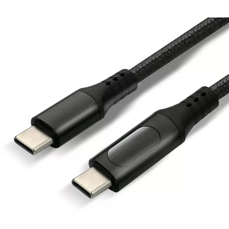Cabo USB-C para USB-C com indicador de potência LCD, 3m, 45W PD, preto