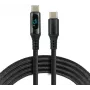 Cabo USB-C para USB-C com indicador de potência LCD, 3m, 45W PD, preto