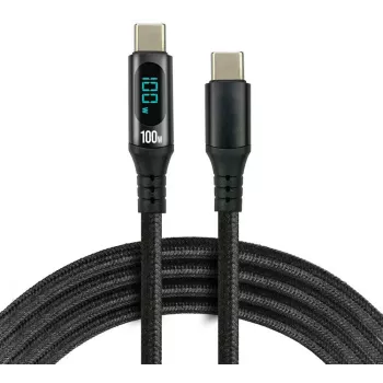 Cabo USB-C para USB-C 2m 100W com indicador de potência LCD everActive CBB-2PD5L