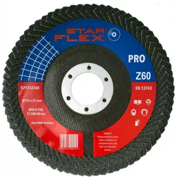 Disco de lamelas PSG Star Flex 125x22,23mm P60 corindo de zircónio para rebarbadora