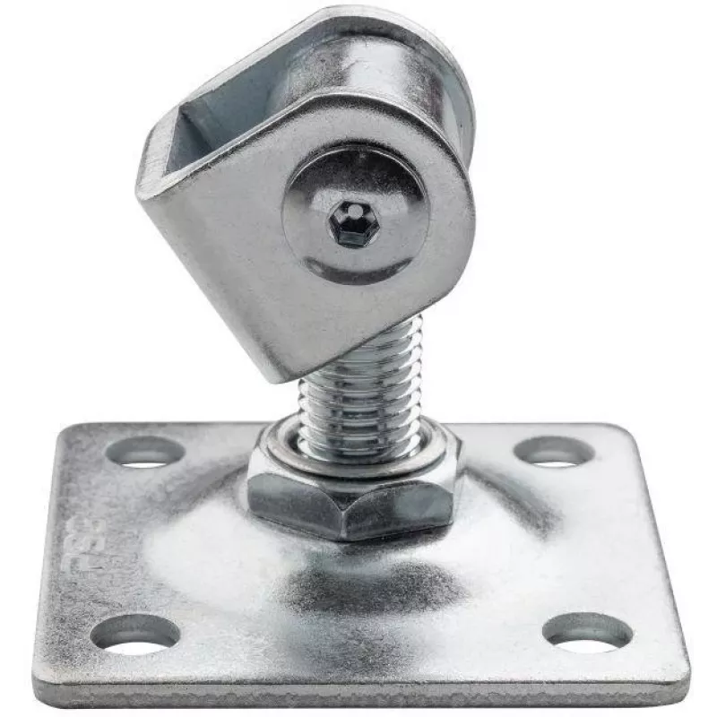 Dobradiça ajustável para portão PSG 61.018.01 com placa 80x80x3mm - rosca M16 (argola galvanizada)