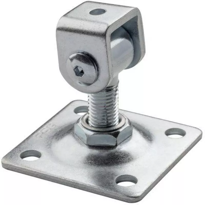 Dobradiça ajustável para portão PSG 61.018.01 com placa 80x80x3mm - rosca M16 (argola galvanizada)