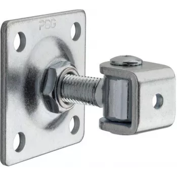 Dobradiça ajustável para portão PSG 61.018.01 com placa 80x80x3mm - rosca M16 (argola galvanizada)