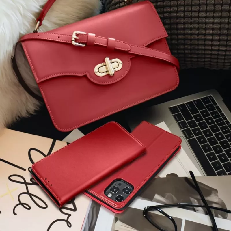 OEM capa flip para iPhone 17 Pro / 18 Pro Smart Pro Book couro bordô