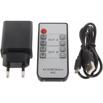 Comutador HDMI 4x2 matriz 4K@30Hz HDMI-SW-4/2-MATRIX