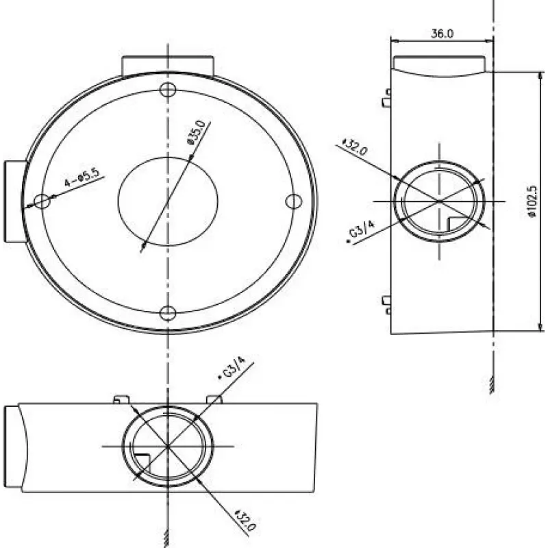 MITON MT-P1260 caixa de derivação de montagem à superfície 120x60x50mm IP65 cinzento claro