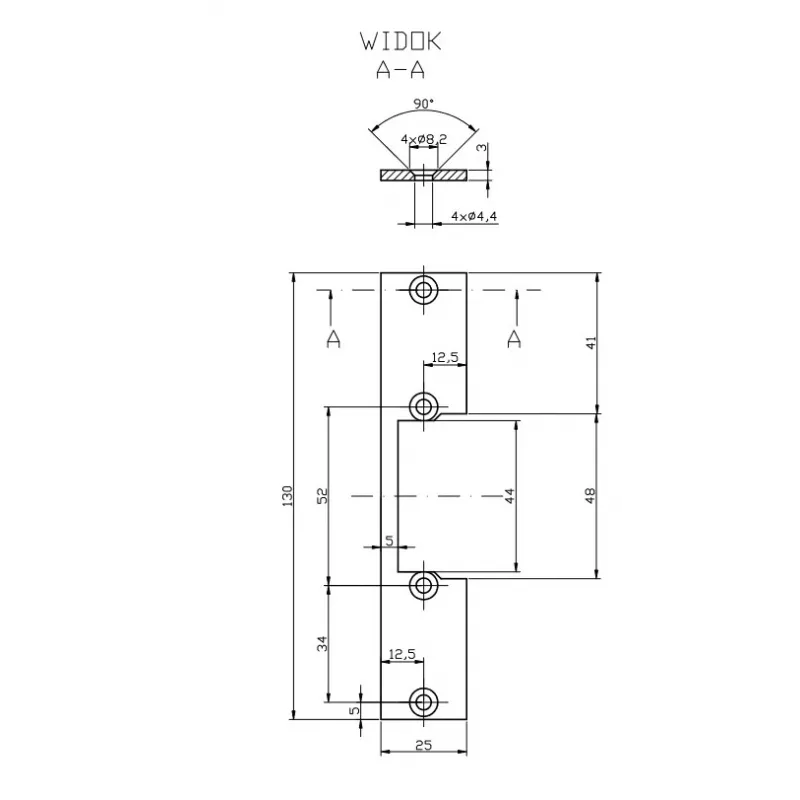 HARTTE OK-P2 Barra plana curta, S, 3mm, STC, aberta