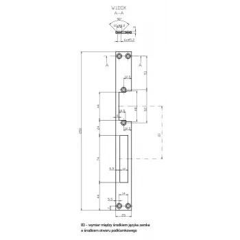 HARTTE OK-P4 Barra plana longa para abre-portas elétrico, 3 mm, aberta
