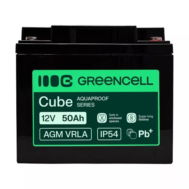 GREEN CELL AGM VRLA 12V 50Ah Bateria sem Manutenção para UPS, 197x166x170mm