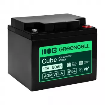 GREEN CELL AGM VRLA 12V 50Ah Bateria sem Manutenção para UPS, 197x166x170mm