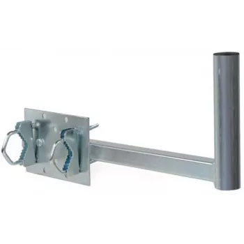 CORAB UBU-38/450-H Suporte Universal de Varanda para Antenas de Satélite, Terrestres e LTE, Diâmetro do Mastro 38 mm, Projeção 450 mm, Aço Galvanizado a Quente, Cinzento Metálico