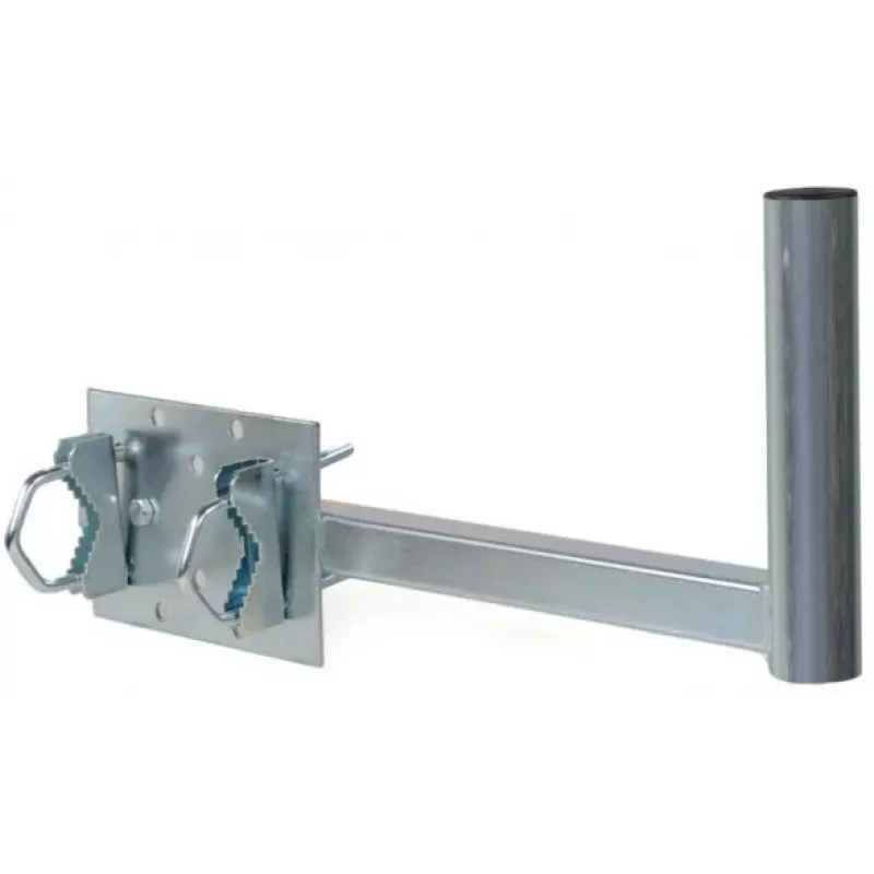 CORAB UBU-38/450-H Suporte Universal de Varanda para Antenas de Satélite, Terrestres e LTE, Diâmetro do Mastro 38 mm, Projeção 450 mm, Aço Galvanizado a Quente, Cinzento Metálico
