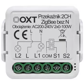 OXT Módulo Relé Mini 2 Canais sem Neutro ZigBee TUYA T272