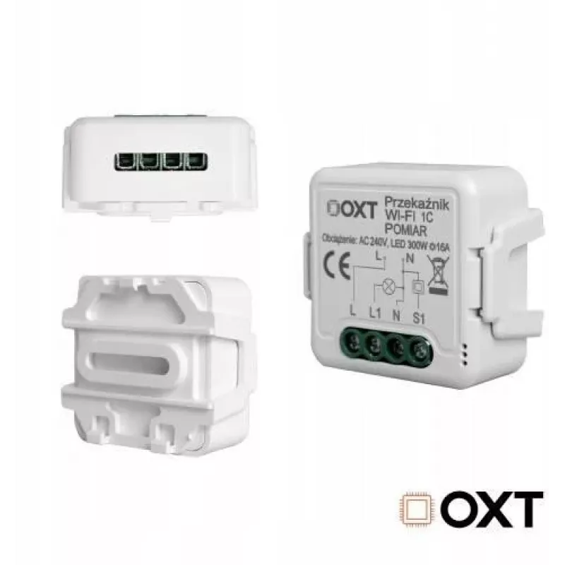OXT T220P módulo de relé Wi-Fi, 1 circuito, 16 A, medição de energia, Tuya