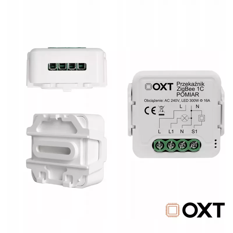 OXT T260P Módulo Relé Inteligente 1 Canal 16A com Monitorização de Potência, ZigBee 3.0, Compatível com Tuya