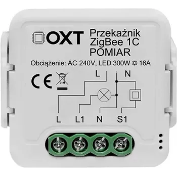 OXT T260P Módulo Relé Inteligente 1 Canal 16A com Monitorização de Potência, ZigBee 3.0, Compatível com Tuya