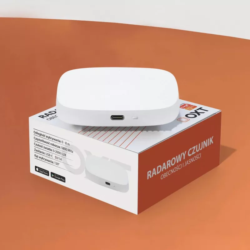 OXT T155 Sensor de Presença Radar de Ondas Milimétricas 24GHz com Sensor de Luminosidade, USB WiFi Tuya Smart