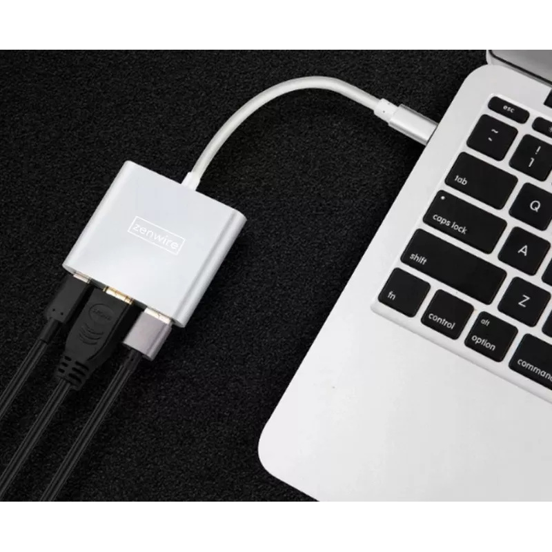 ZENWIRE BYL-2008N Hub MHL 3-em-1 Adaptador USB-C para HDMI 4K, Cinzento Espacial