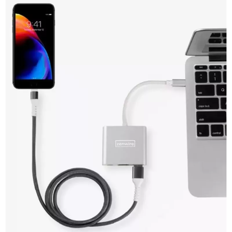 ZENWIRE BYL-2008N Hub MHL 3-em-1 Adaptador USB-C para HDMI 4K, Cinzento Espacial