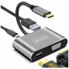 ZENWIRE Adaptador Hub USB-C Multiportas 4-em-1 HDMI 4K VGA USB-A Cinzento Space BYL-2310
