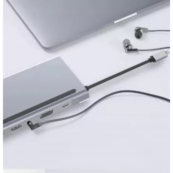 ZENWIRE Hub Adaptador USB-C 12-em-1 Docking Station 2x HDMI 4K Ethernet RJ45 USB 3.0 BYL-2211