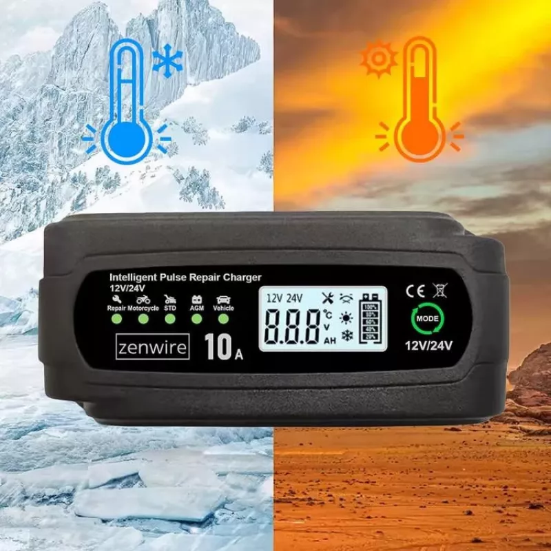 ZENWIRE JMD-10 Carregador de Bateria Inteligente para Automóvel 12V 24V 10A com Função de Reparação