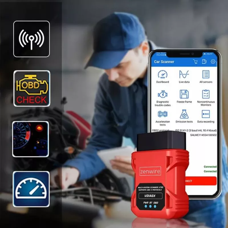 Scanner de Diagnóstico OBD2 ELM327 VDiagX V016 Interface Bluetooth Tester