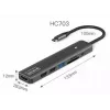 ZENWIRE BS-HC703 adaptador hub USB-C 7 em 1 com HDMI 4K, USB 3.0, SD, PD