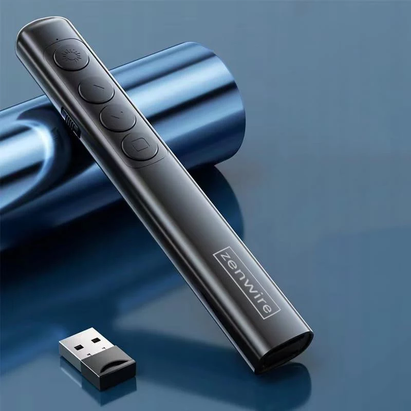 ZENWIRE S9 Apontador Laser USB para Apresentações, 2,4 GHz, laser vermelho, preto