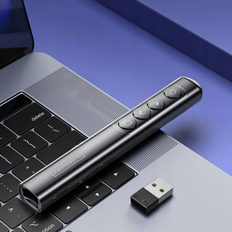 ZENWIRE S9 Apontador Laser USB para Apresentações, 2,4 GHz, laser vermelho, preto