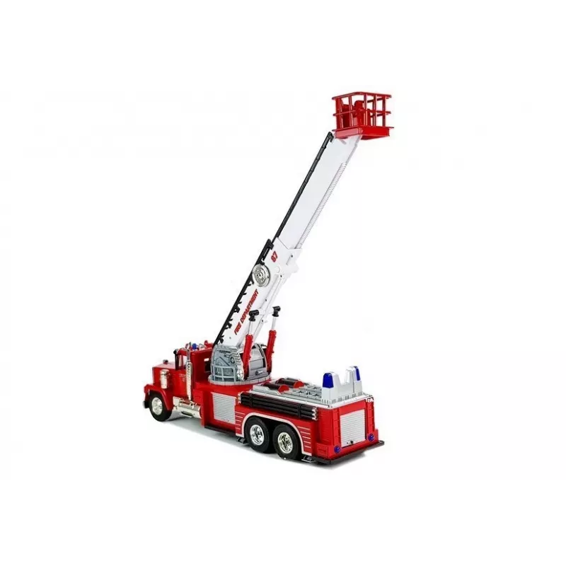 LEAN TOYS Carro de Bombeiros com Escada Giratória Extensível, R/C, Som, Luz, Sirene