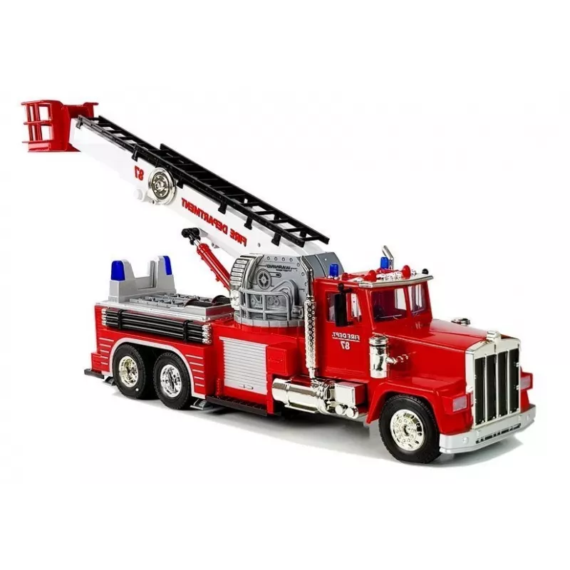 LEAN TOYS Carro de Bombeiros com Escada Giratória Extensível, R/C, Som, Luz, Sirene