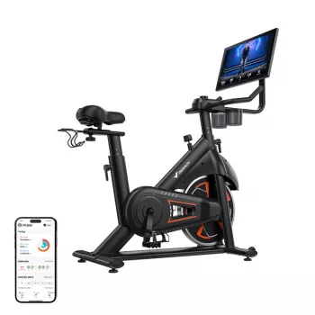 Bicicleta estática MERACH MR-S36B3 - bicicleta vertical magnética com Bluetooth, ecrã LCD, transmissão por correia, volante de inércia de 6 kg, peso máximo do utilizador 120 kg