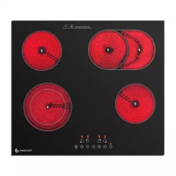 Placa vitrocerâmica AMZCHEF CE-T-72CB4xyP200-LBHA 4 bicos, controlo tátil, 6500W, preta