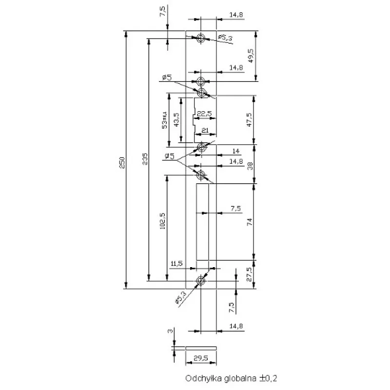 ELEKTRA-PLUS espelho em bruto para caixas universais