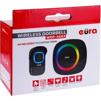 EURA WDP-46A3 Conjunto de Campainha Sem Fios Preto