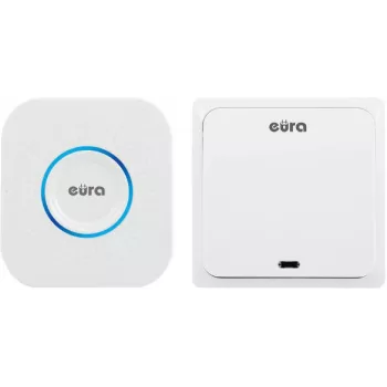 EURA WDP-82H2 Conjunto de Campainha Sem Fios, Emissor Cinético sem Pilhas, 36 Melodias, Alcance 100 m, Branco