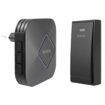 EURA WDP-83H2 JAZZ Conjunto de Campainha Sem Fios, Emissor sem Pilhas, Preto