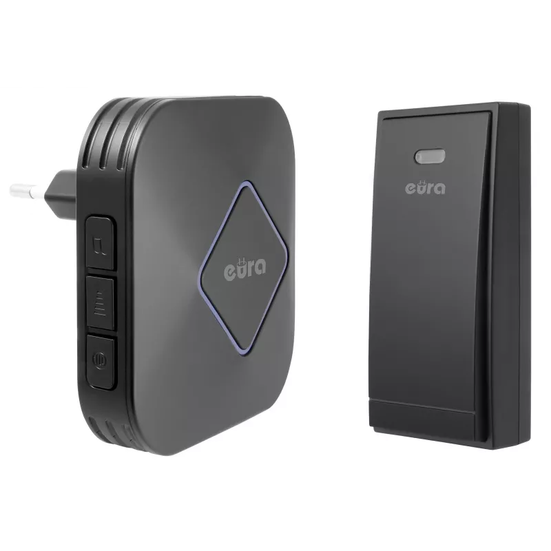 EURA WDP-83H2 JAZZ Conjunto de Campainha Sem Fios, Emissor sem Pilhas, Preto