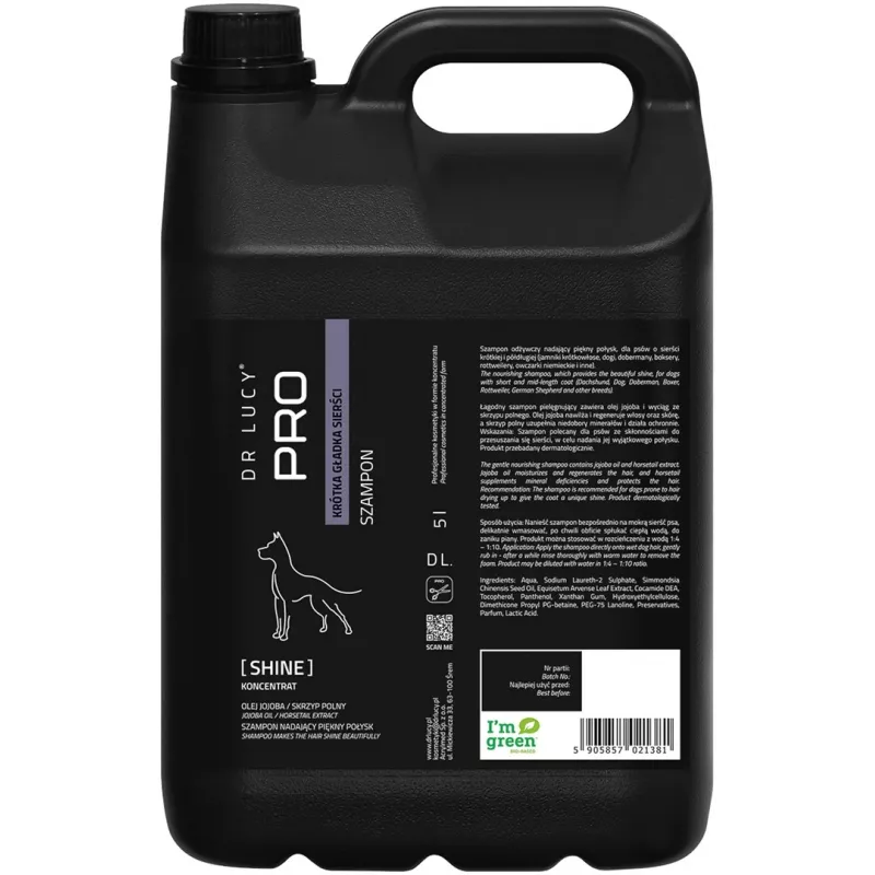 Champô para cães de pelo curto DR LUCY Shine 5 L