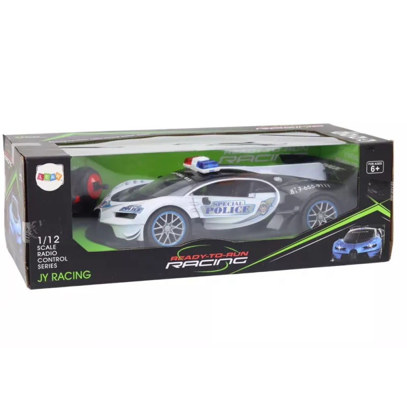 Carro de polícia RC telecomandado LEAN TOYS à escala 1:12, branco