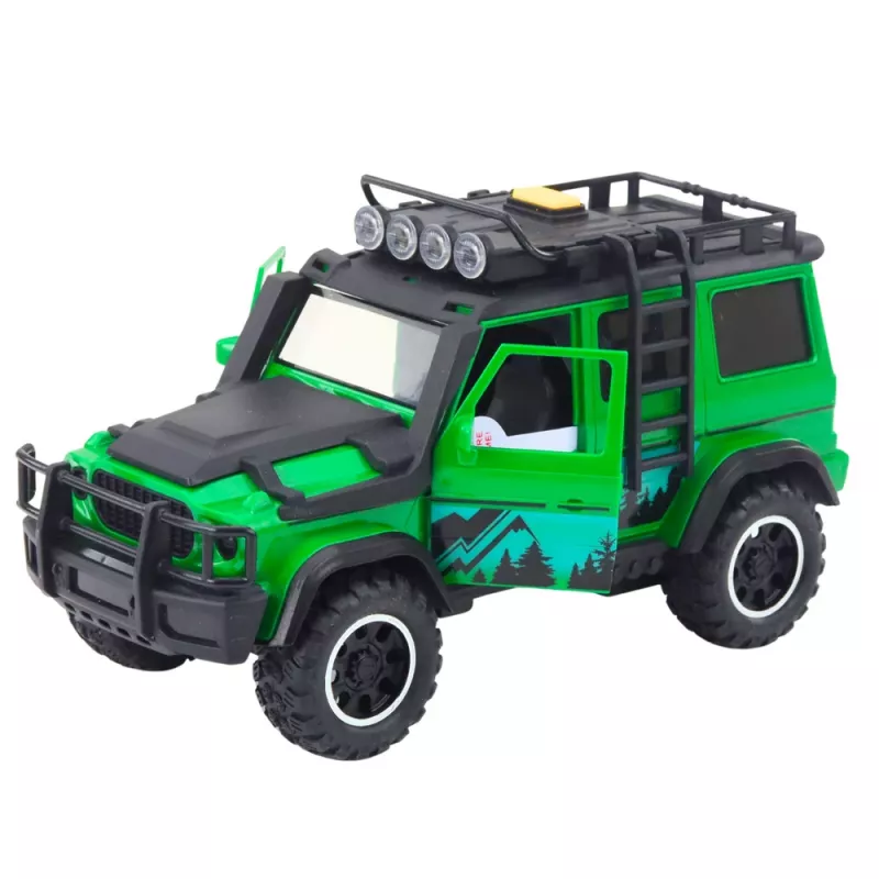 Conjunto de veículos todo-o-terreno com reboque e mota, luz e som, LEAN TOYS verde
