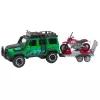 Conjunto de veículos todo-o-terreno com reboque e mota, luz e som, LEAN TOYS verde