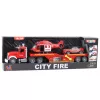 Camião de bombeiros, reboque, helicóptero, carro LEAN TOYS com luzes e sons vermelho