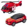 Camião de bombeiros, reboque, helicóptero, carro LEAN TOYS com luzes e sons vermelho