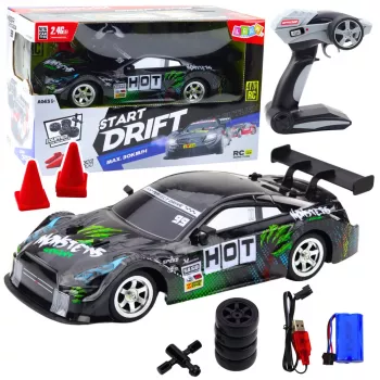 Carro de drift RC LEAN TOYS preto verde 30km/h 1:16