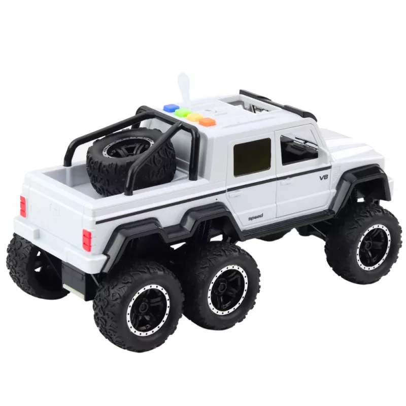 LEAN TOYS Carro todo-o-terreno friction drive luzes sons branco pérola 6x6 1:16